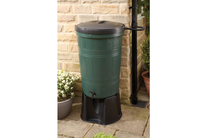 Cisterna Per Acqua Piovana 200 Litri Con Rubinetto E Coperchio. Serbatoio Da Giardino In Plastica Resistente UV, Ecologico E Salvaspazio. Ideale Per Irrigazione.
