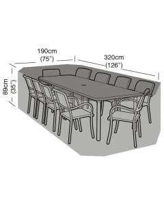 8-10 Seater Rectangular Furniture Set Cover Black